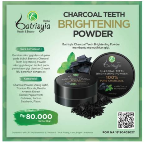 Batrisyia Charcoal Teeth Brightening powder